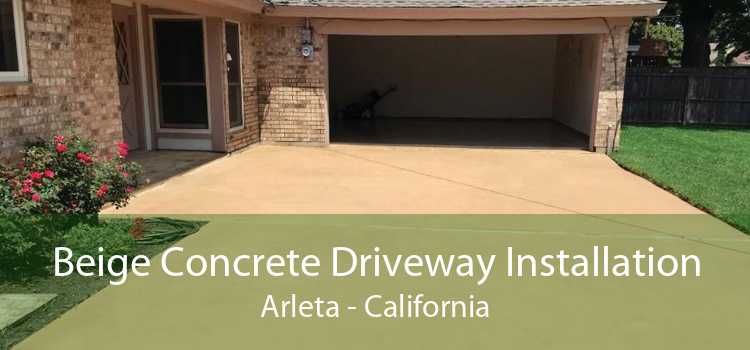 Beige Concrete Driveway Installation Arleta - California