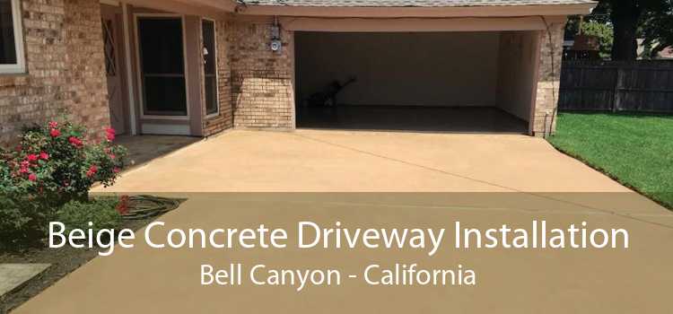 Beige Concrete Driveway Installation Bell Canyon - California
