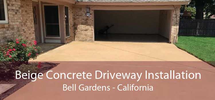 Beige Concrete Driveway Installation Bell Gardens - California