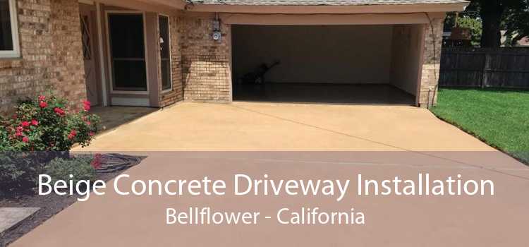 Beige Concrete Driveway Installation Bellflower - California