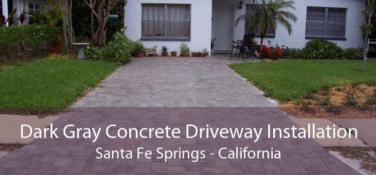 Dark Gray Concrete Driveway Installation Santa Fe Springs - California