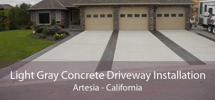 Light Gray Concrete Driveway Installation Artesia - California