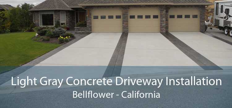 Light Gray Concrete Driveway Installation Bellflower - California