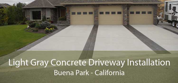 Light Gray Concrete Driveway Installation Buena Park - California