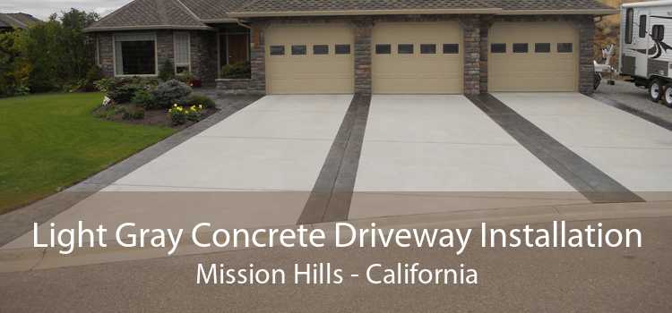 Light Gray Concrete Driveway Installation Mission Hills - California