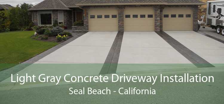 Light Gray Concrete Driveway Installation Seal Beach - California