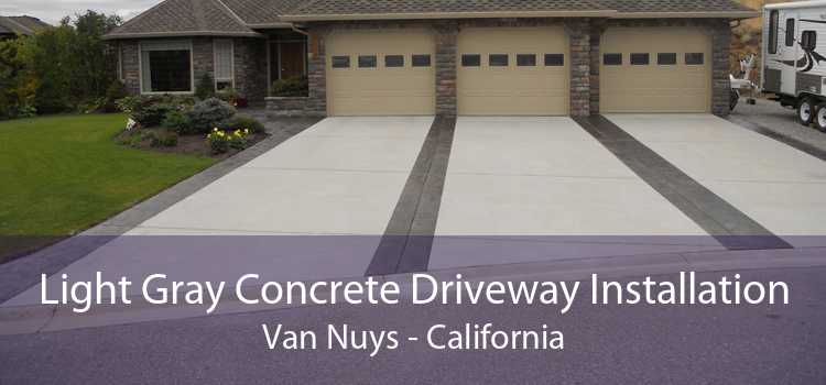 Light Gray Concrete Driveway Installation Van Nuys - California