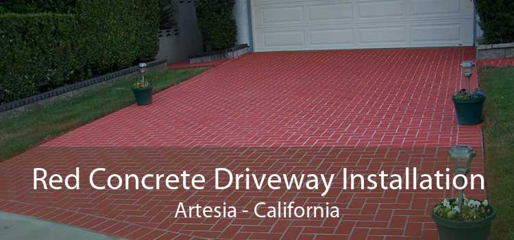 Red Concrete Driveway Installation Artesia - California