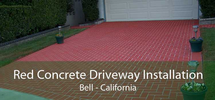 Red Concrete Driveway Installation Bell - California