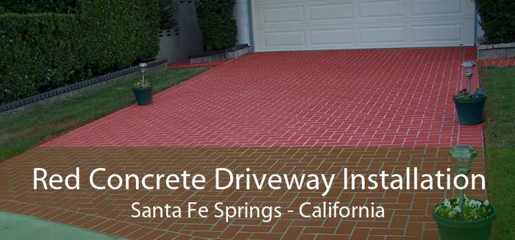 Red Concrete Driveway Installation Santa Fe Springs - California
