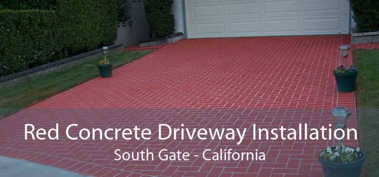 Red Concrete Driveway Installation South Gate - California