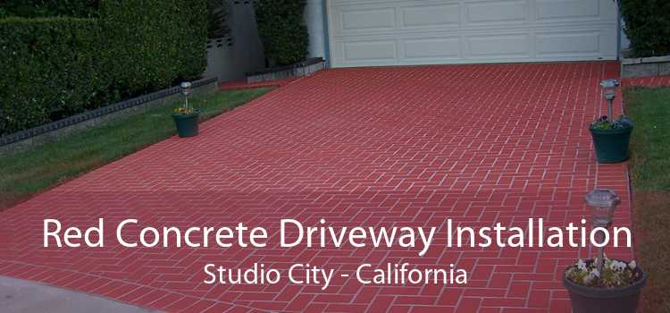 Red Concrete Driveway Installation Studio City - California
