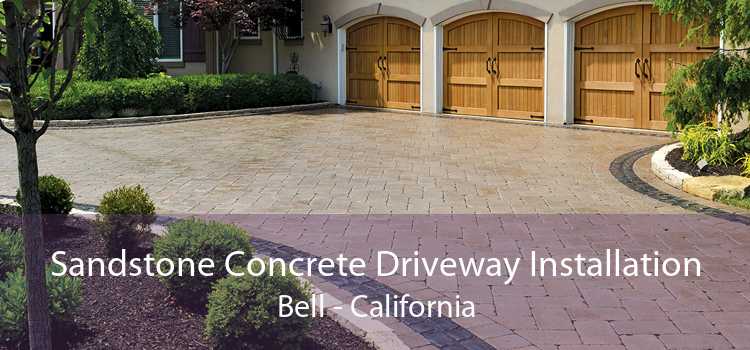 Sandstone Concrete Driveway Installation Bell - California