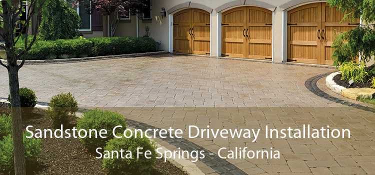 Sandstone Concrete Driveway Installation Santa Fe Springs - California
