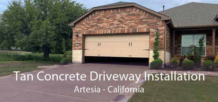 Tan Concrete Driveway Installation Artesia - California