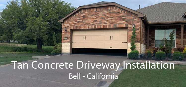 Tan Concrete Driveway Installation Bell - California