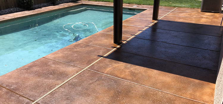 Stained Concrete Pool Deck Restoration Paramount